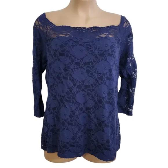 Torrid Lace Off Shoulder Top Womens 4x Purple 3/4 Sleeve Classy ~ Pre-Owned - Picture 1 of 13